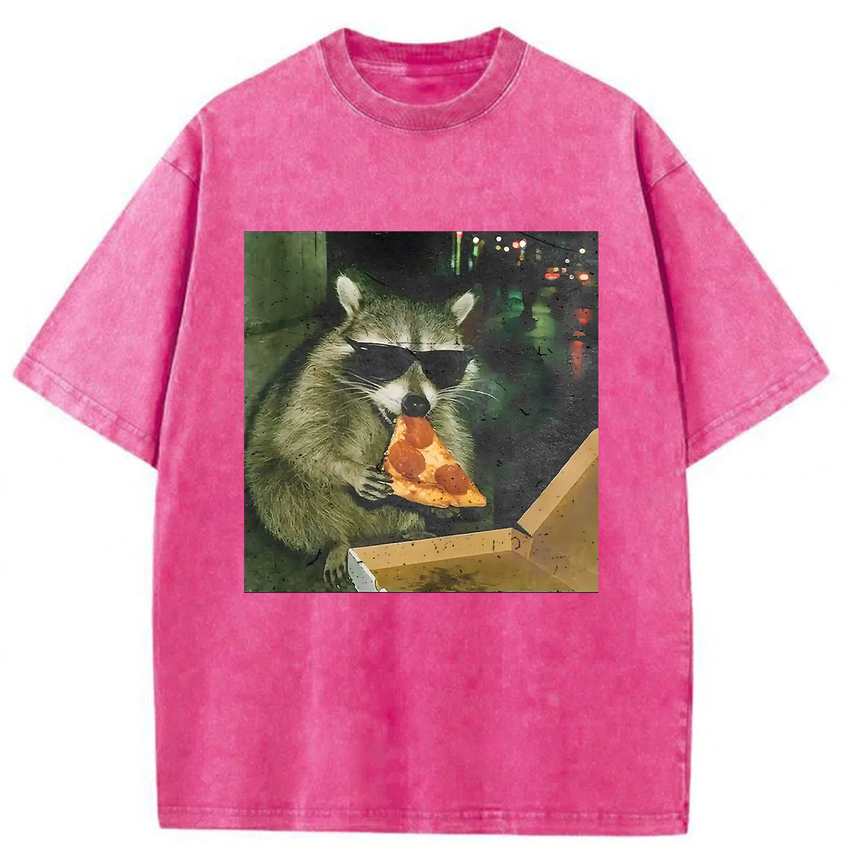 Tokyoviva Raccoon Eating Pizza Washed T-shirt
