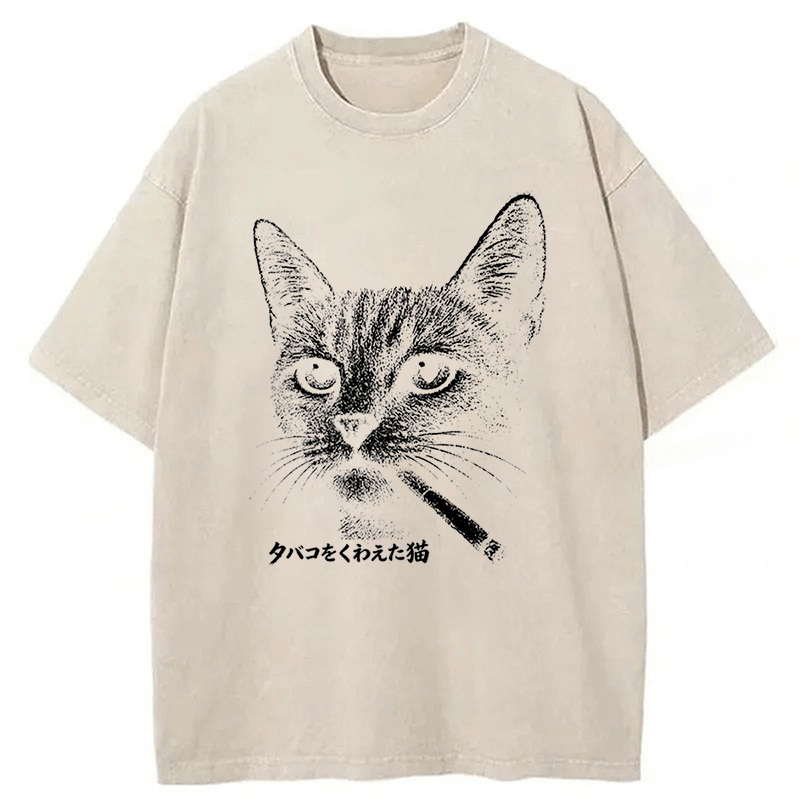 Tokyoviva Funny Smoking Cat Meme T-shirt