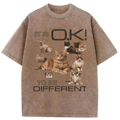 Tokyoviva Cat It's Ok To Be Different Washed T-shirt