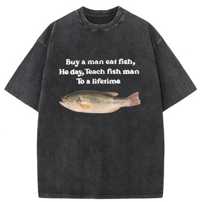 Tokyoviva Fun Fish Memes Washed T-shirt