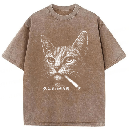 Tokyoviva Funny Smoking Cat Meme T-shirt