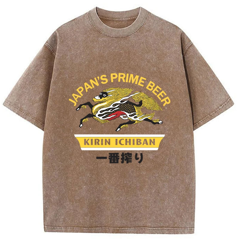 Kirin Ichiban Beer Logo Japanese Washed T-Shirt