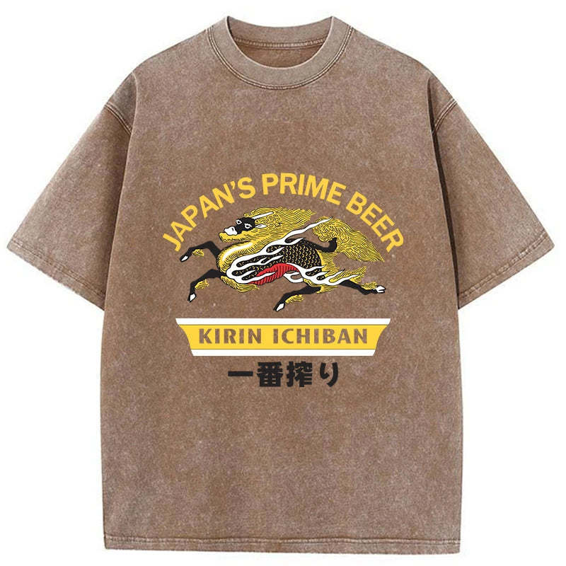 Kirin Ichiban Beer Logo Japanese Washed T-Shirt