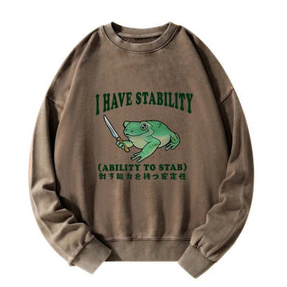 Mentally Stable Assassin Frog Washed Sweatshirt