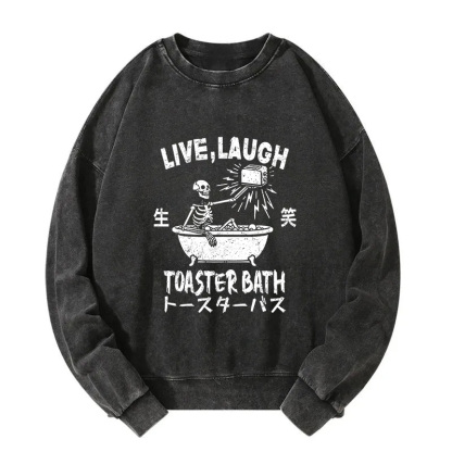 Funny Electric Shock Skeleton Washed Sweatshirt