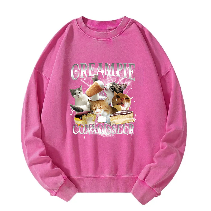 Creampie Connoisseur Meme Washed Sweatshirt