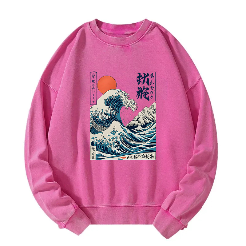 Ukiyo-e Ocean Waves Japan Washed Sweatshirt