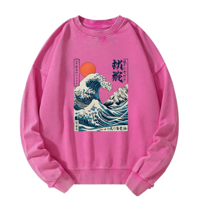 Ukiyo-e Ocean Waves Japan Washed Sweatshirt