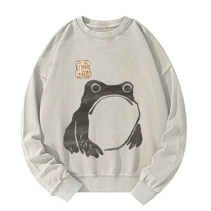 Matsumoto Hoji Woodblock Print Frog Washed Sweatshirt