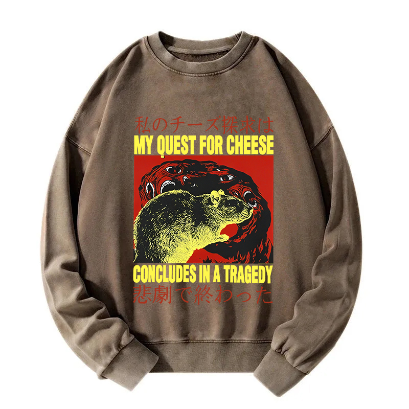 My Quest For Cheese Rat Japanese Washed Sweatshirt