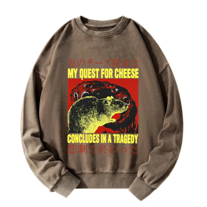 My Quest For Cheese Rat Japanese Washed Sweatshirt