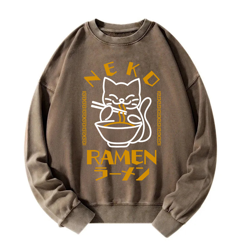 Cat Obsessed With Ramen Washed Sweatshirt