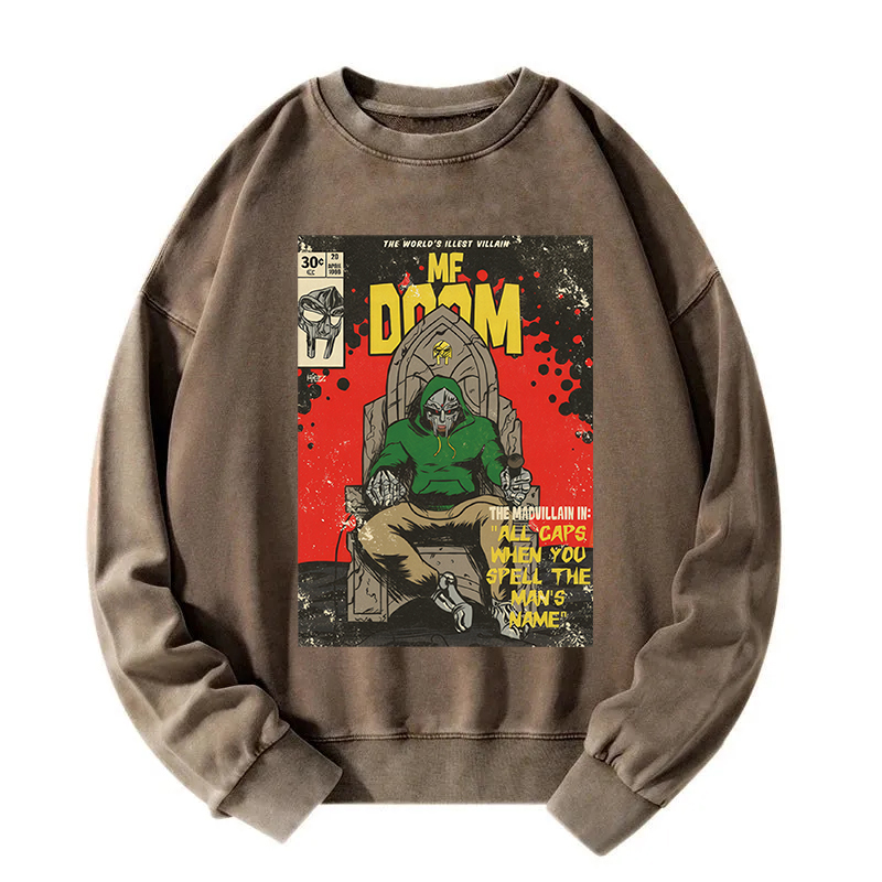 Rapper Doom Hip Hop Washed Sweatshirt