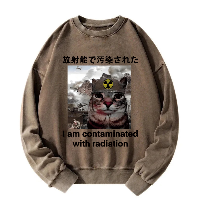 Cat Suffering From Nuclear Radiation Washed Sweatshirt