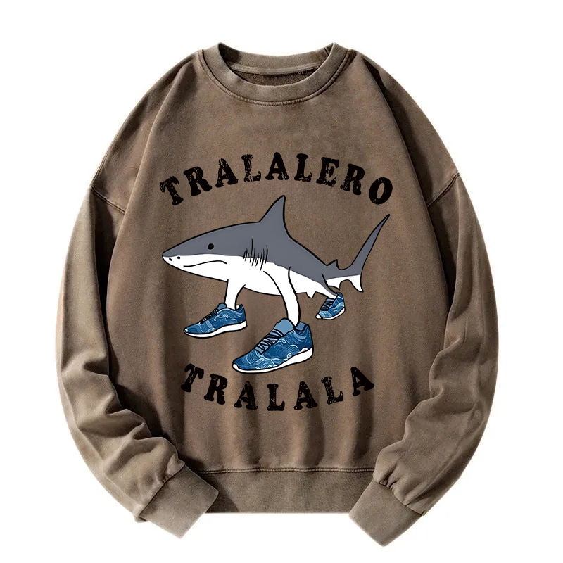 Tralalero Tralala Funny Washed Sweatshirt