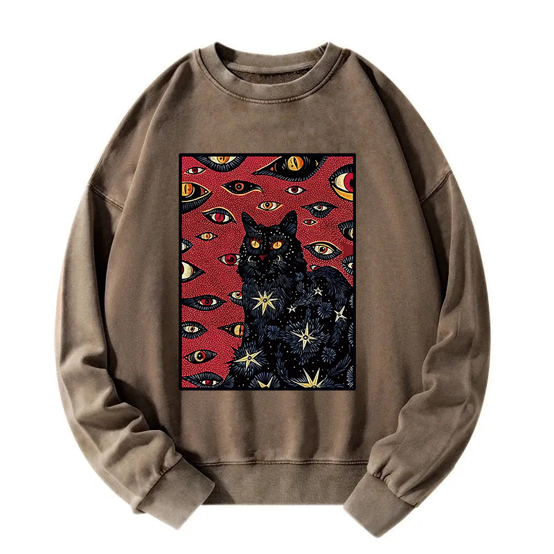 Mysterious Cat Washed Sweatshirt