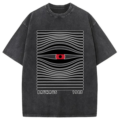 Geometric Eyes Printed Washed T-Shirt