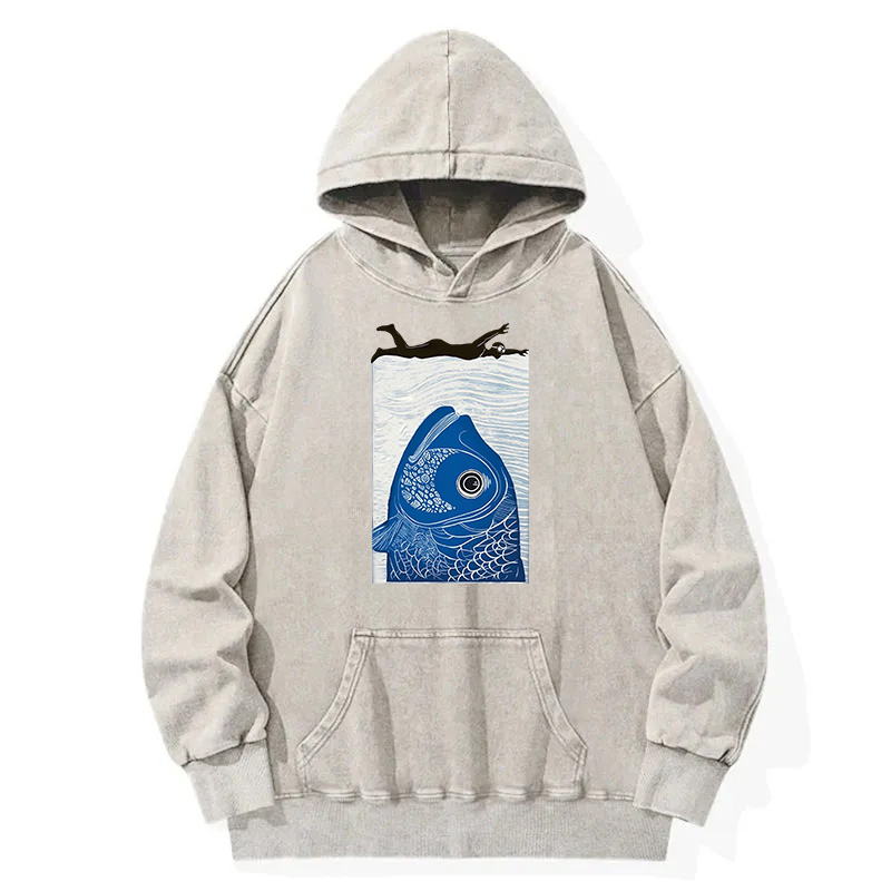 Lurking Fish Danger Washed Hoodie