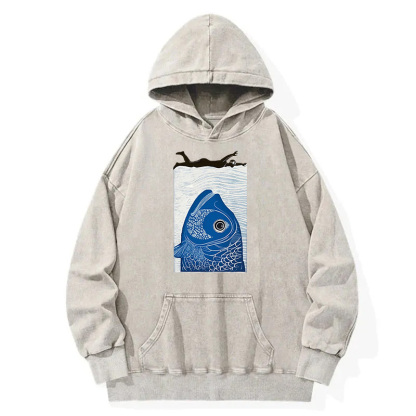 Lurking Fish Danger Washed Hoodie