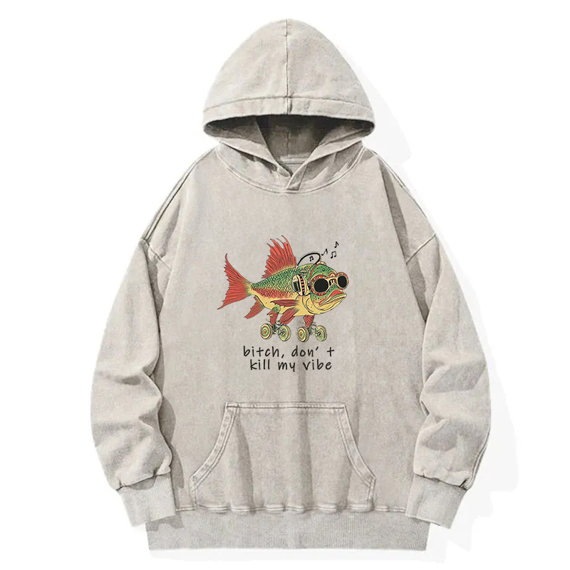 Cheerful Music Fish Washed Hoodie