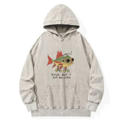 Cheerful Music Fish Washed Hoodie
