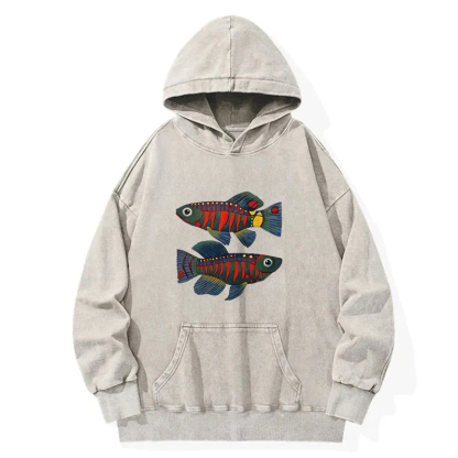 Colorful Fish Washed Hoodie