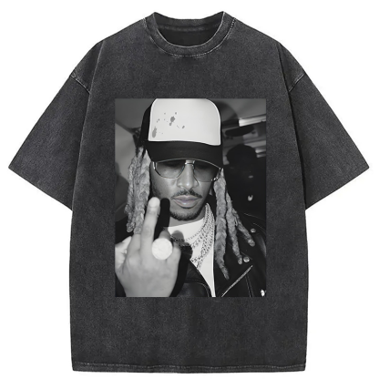 Retro Future Hiphop Rapper Washed T-Shirt