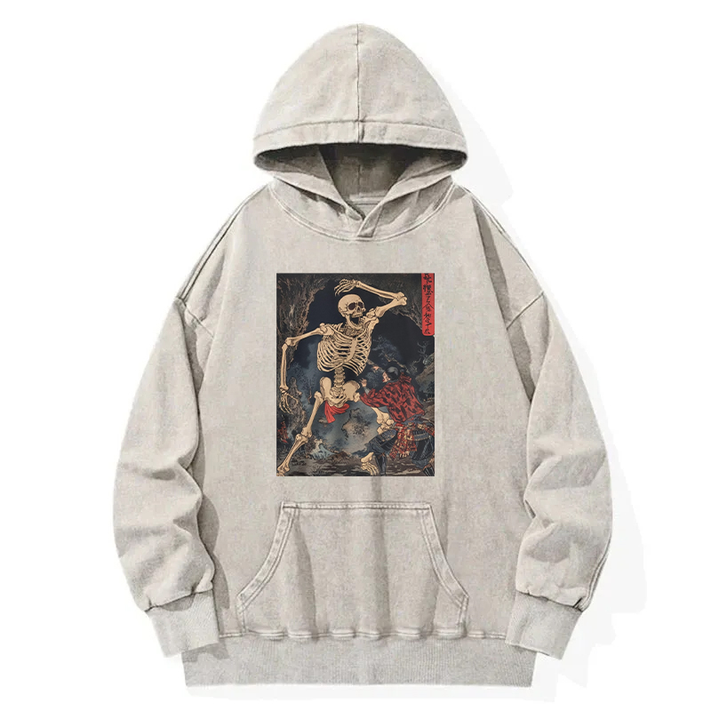 Japanese Horror Skeleton Washed Hoodie
