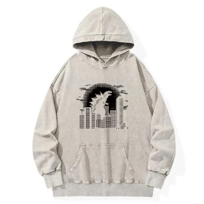 Godzilla In The City Washed Hoodie
