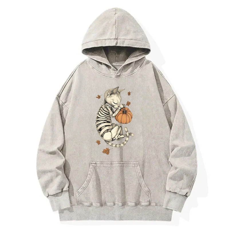 The Sleeping Kitten On Halloween Washed Hoodie