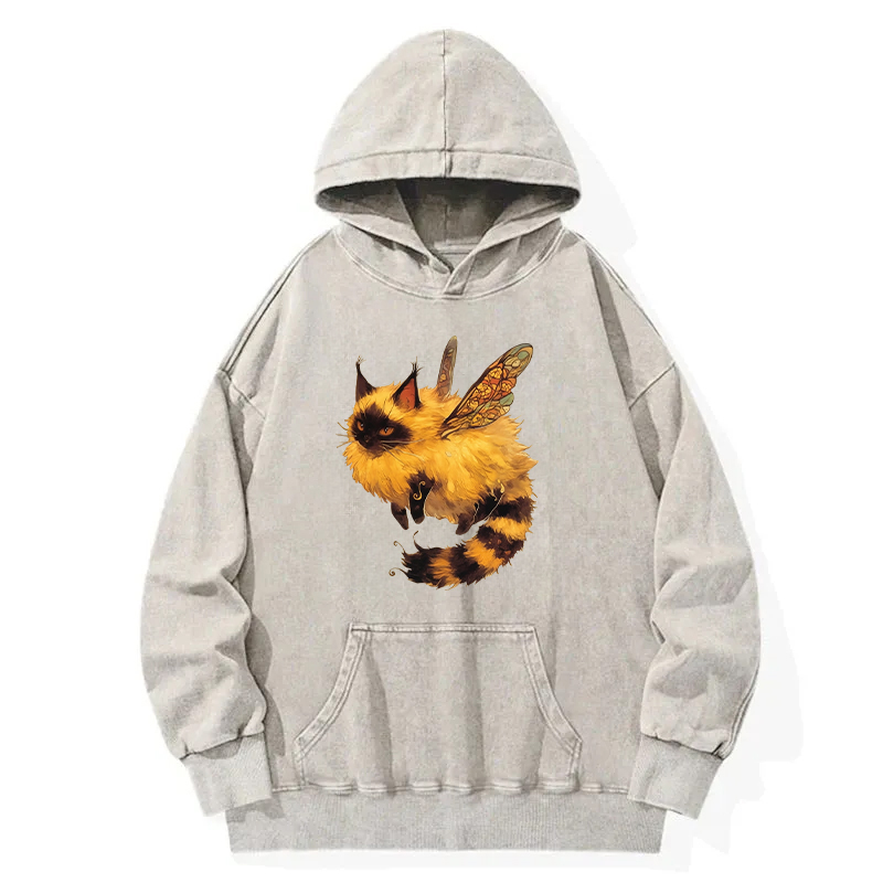 Cat Or Bee Or Butterfly? Washed Hoodie