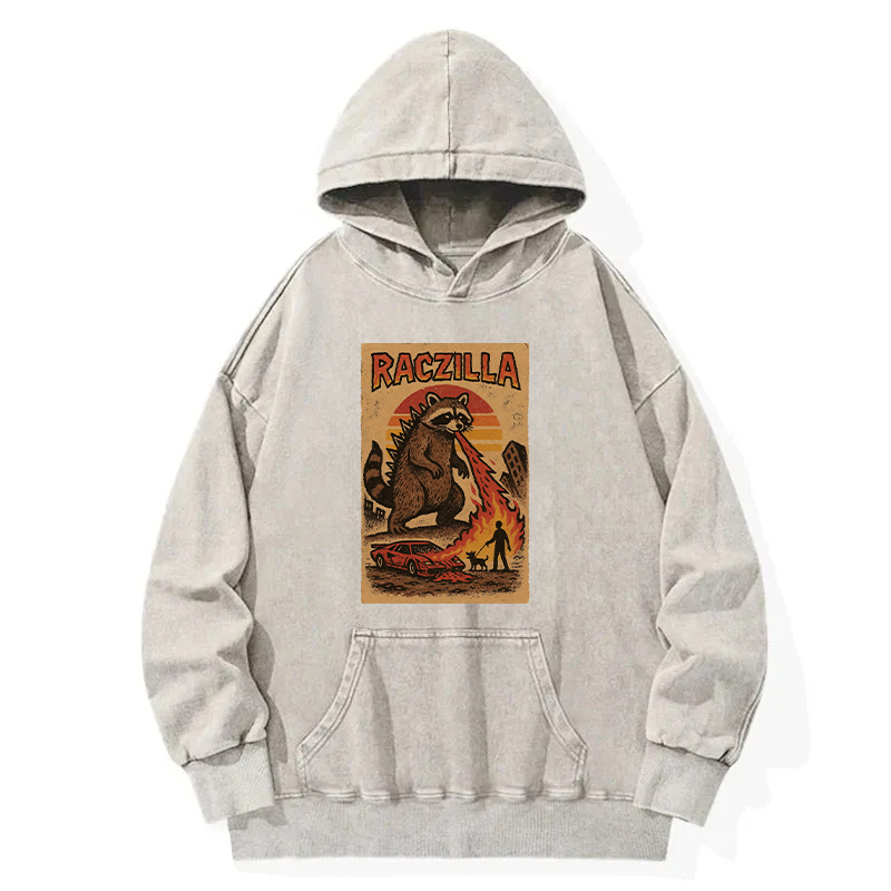 Funny Raczilla Washed Hoodie