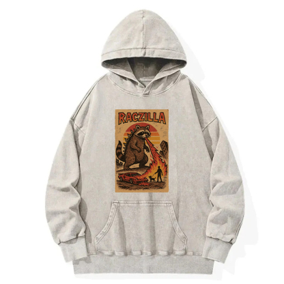 Funny Raczilla Washed Hoodie