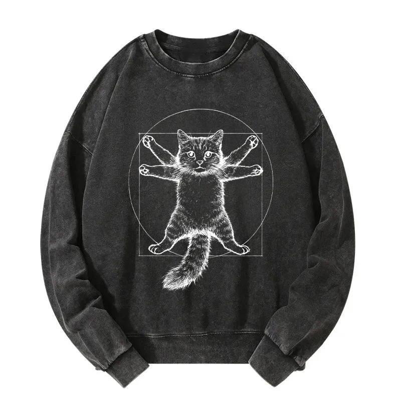 Da Vinci Cat Washed Sweatshirt