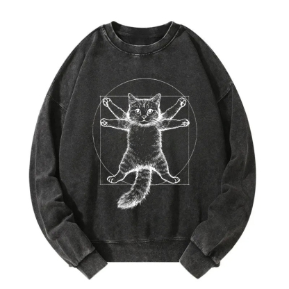 Da Vinci Cat Washed Sweatshirt