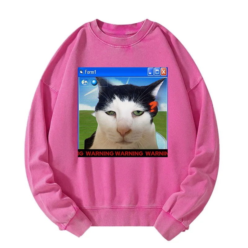 Warning Cat Washed Sweatshirt