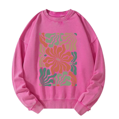 Floral Abstract Art Washed Sweatshirt