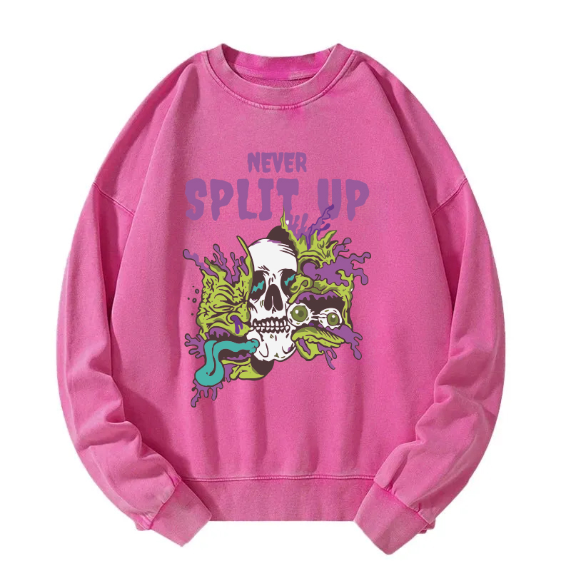 Never Split Up Skeleton Monster Washed Sweatshirt