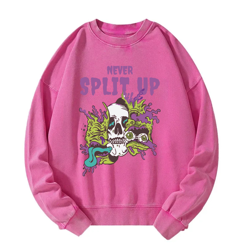 Never Split Up Skeleton Monster Washed Sweatshirt