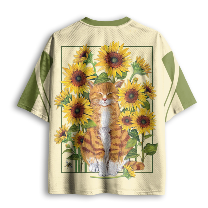 Baddiecat A Contented Orange Cat Mesh Jersey
