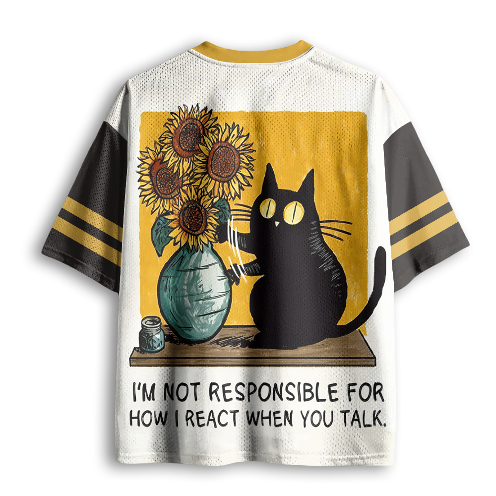 Baddiecat Black Cat With Sunflowers Mesh Jersey