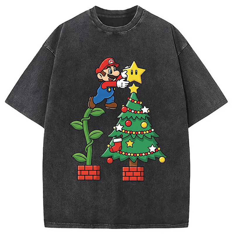Super Mario Christmas Washed T-Shirt