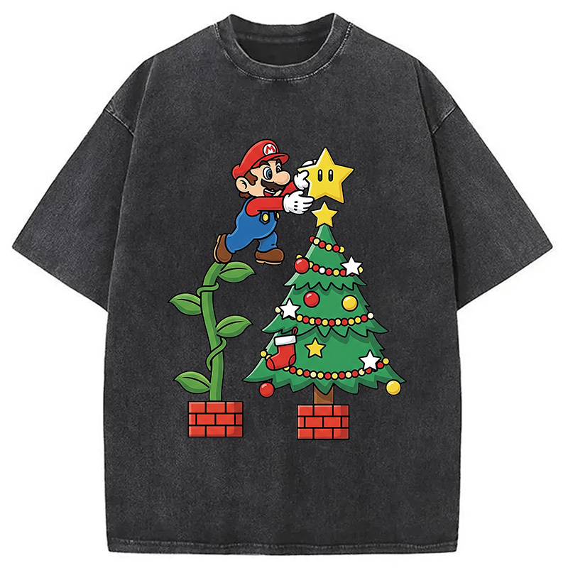 Super Mario Christmas Washed T-Shirt
