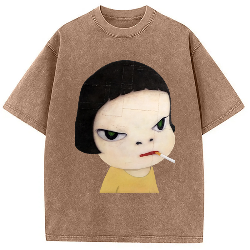 Too Young To Die Smoking Girl Washed T-Shirt