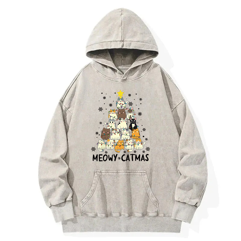 Meowy Catmas Washed Hoodie
