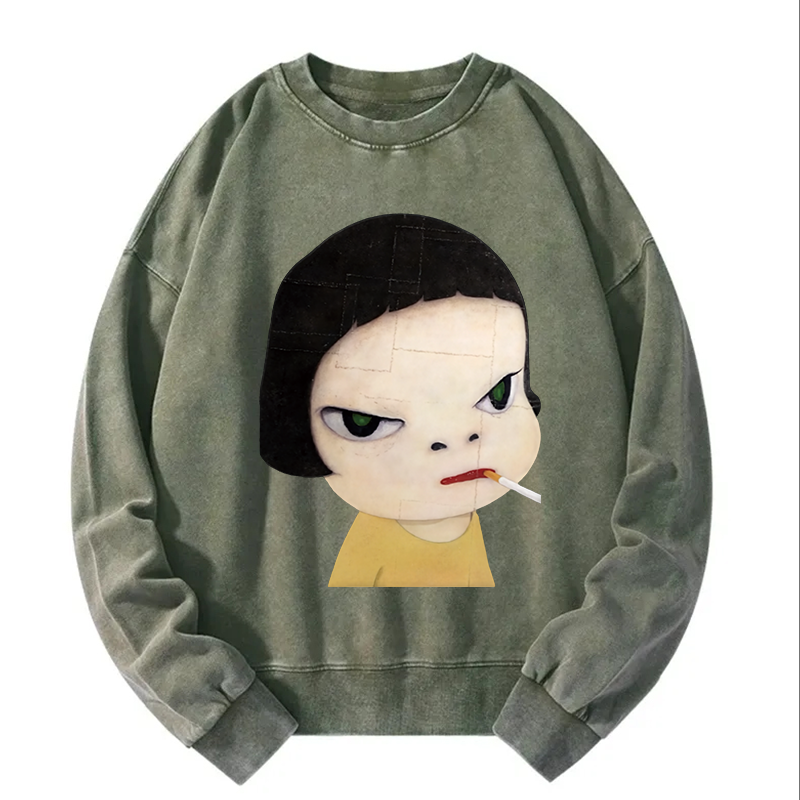 Too Young To Die Smoking Girl Washed Sweatshirt