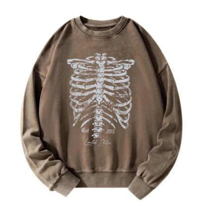Gothic Ribcage Skeleton Washed Sweatshirt