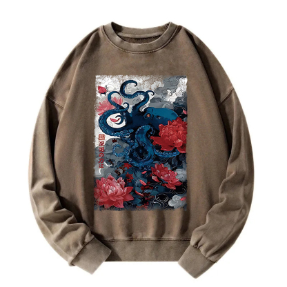 Deep Sea Retro Octopus Washed Sweatshirt