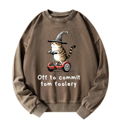 Off To Commit Cat Washed Sweatshirt