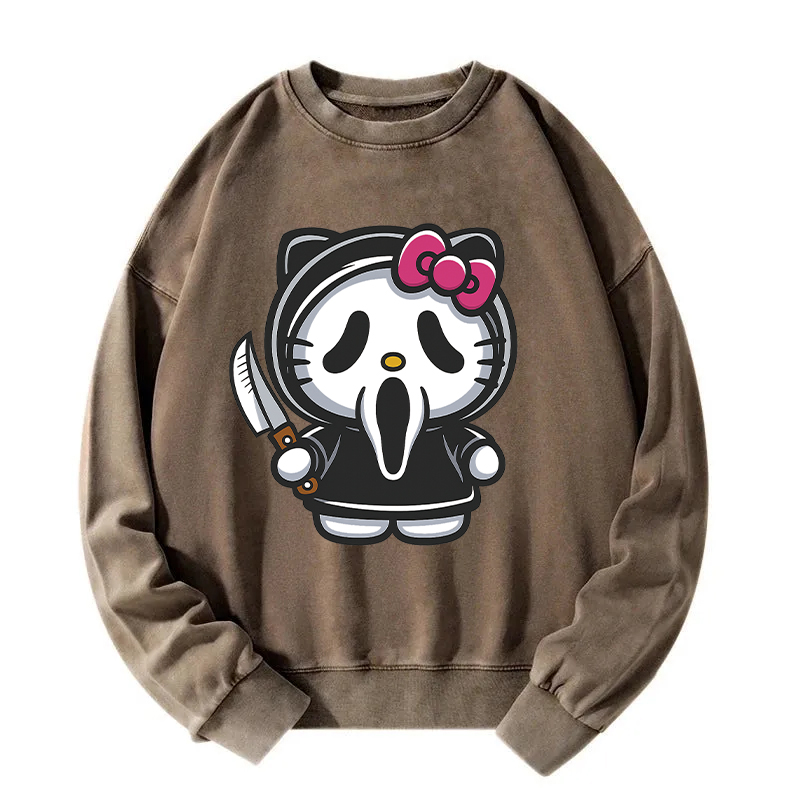 Scream Kitty Halloween Washed Sweatshirt